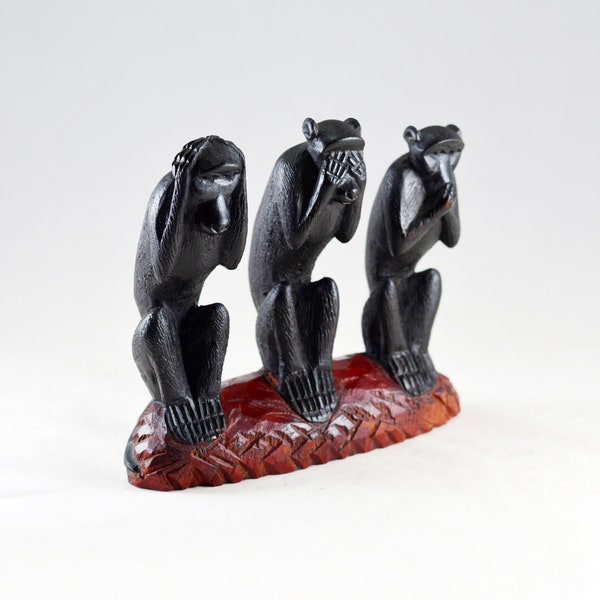 Sculpté à la main Trois singes sages Figurine See No Evil Hear No Evil Say No Evil 15.0cmx17.7cm