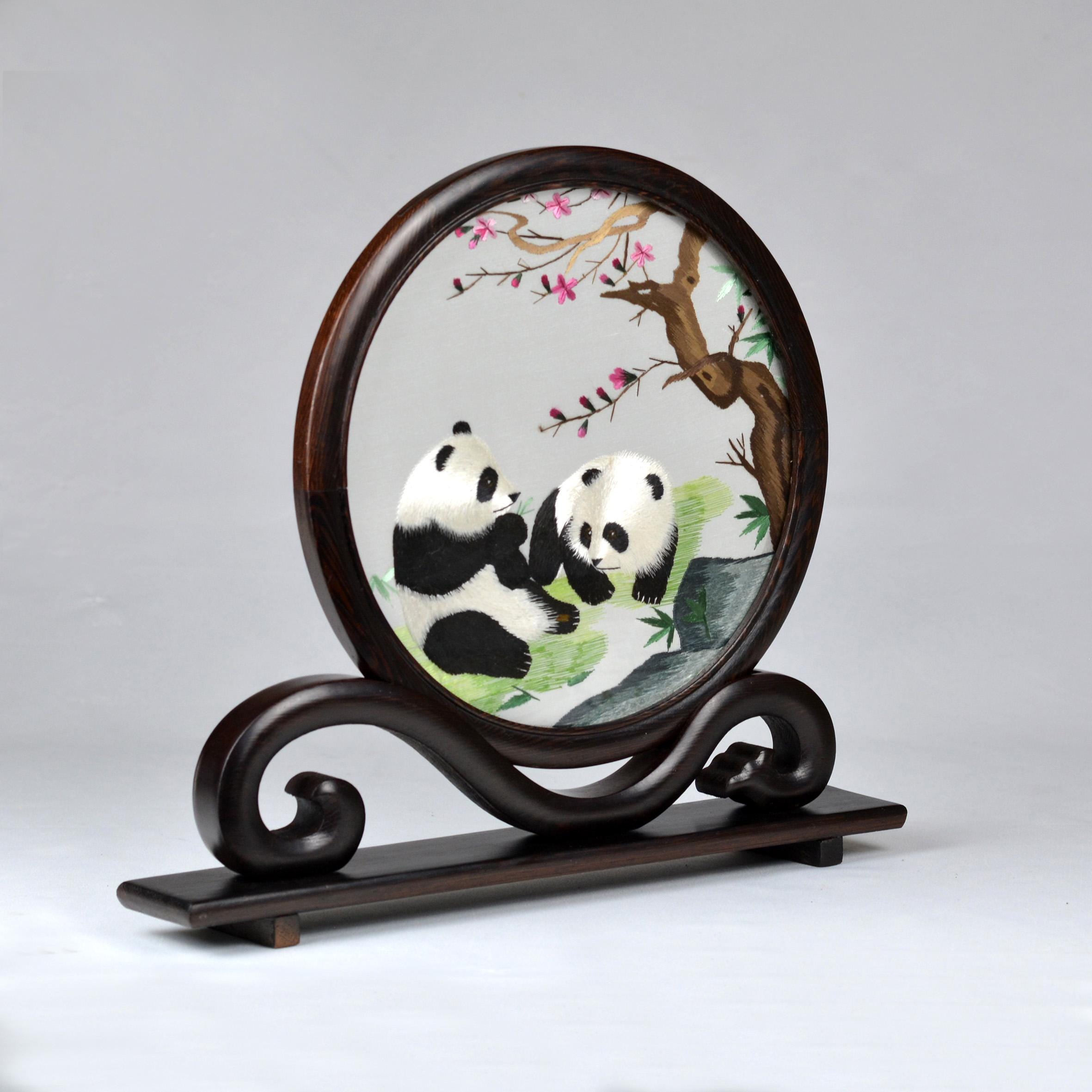 中国　工芸品　C hinese traditiona l arts Vtg Chinese Traditional Handicrafts Suzhou Embroidery Double-sided