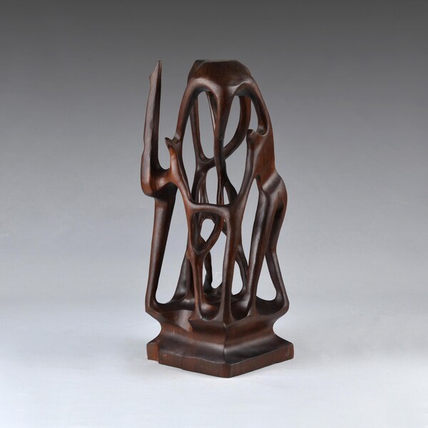 MCM Hartholz Tänzerin Skulptur - Abstrakte Regal Dekoration (N4137)