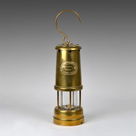Vintage Brass Miners Safety Lantern: Hockley Lamp & Limelight Co