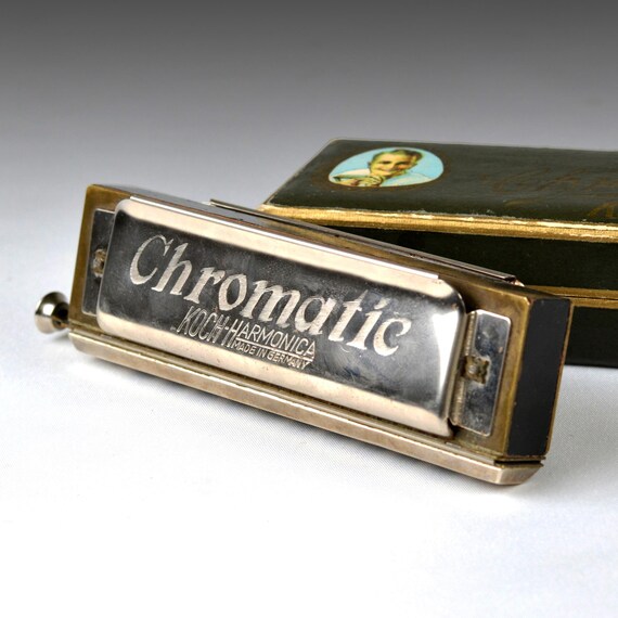 Vintage Koch Chromatic Harmonica: Key of G, Original Box (1930-40s