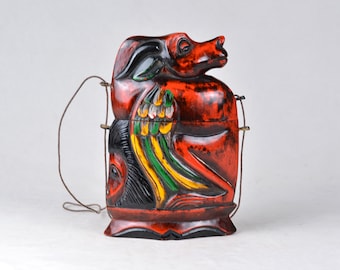 Rare Antique Southeast Asian Real Folk Art Nicely Handcarved Coloured Travel Sirih/Betel Box 6.8”/17.5cm (N3153)