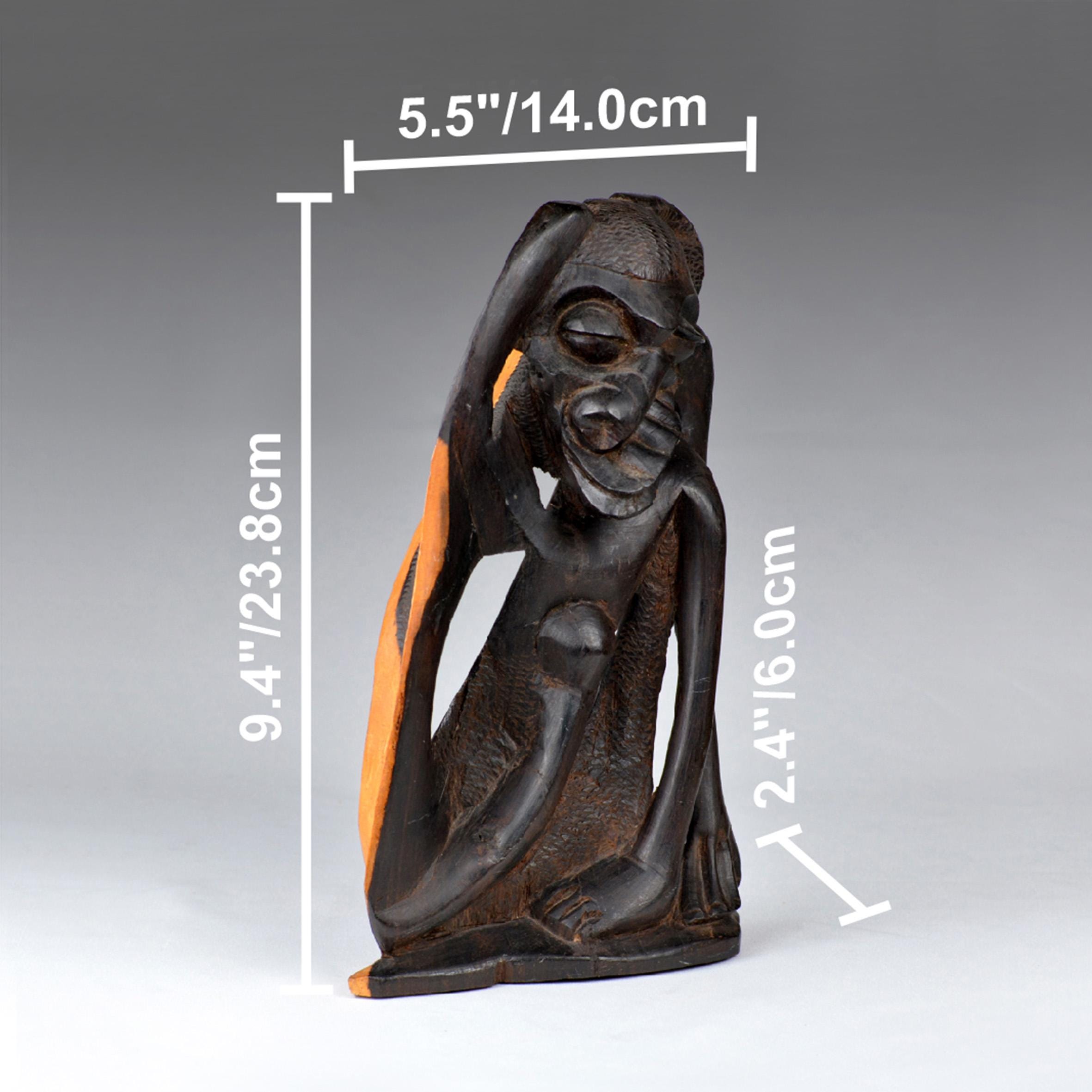 Vintage Makonde Ebony Shetani Sculpture: African Abstract Art
