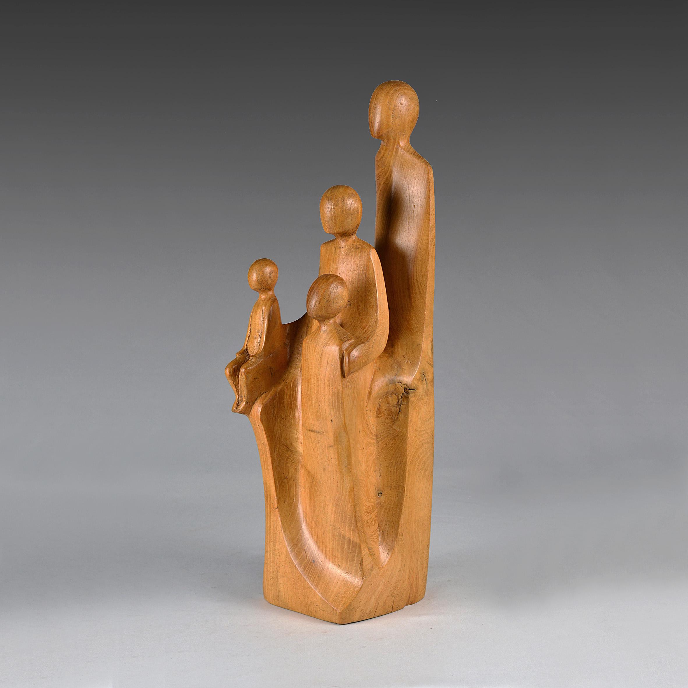 希少 Wooden sculpture Signed JAH 1987 Wooden Sculpture: Modern Minimalist Abstract