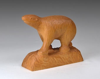 ヴィンテージ手彫り木製ブルル像：フィリピン部族芸術（12.2インチ/31