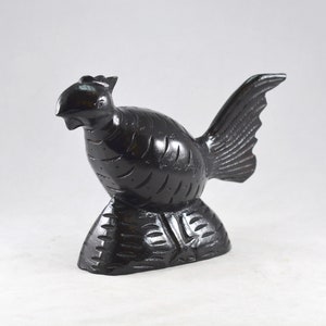 Vintage Hand Carved Black Wooden Bird Sculpture 9.5”/24cm (L)