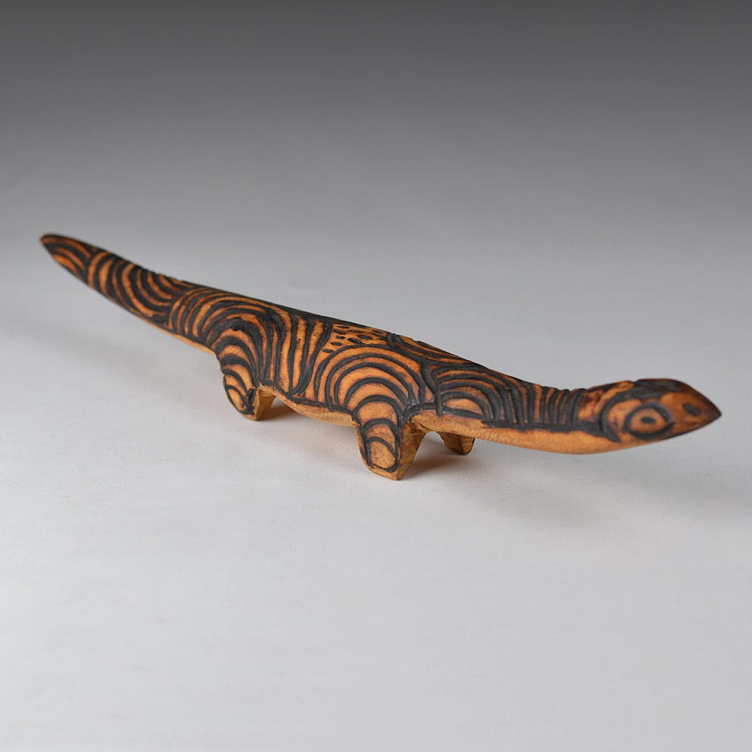 Vintage Australian Aboriginal Hand-carved Wooden Goanna Figurine ...