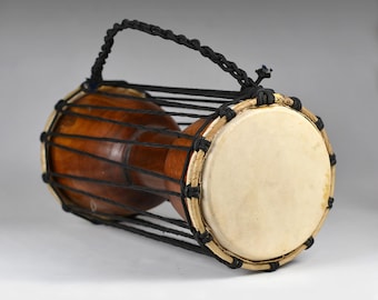 Vintage Handcrafted Double-head West African Message Drum Talking Drum (N4497)
