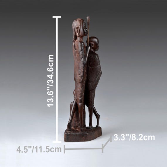 ヴィンテージの手彫りアイアンウッド彫刻：ケニアのマサイ族の民芸品