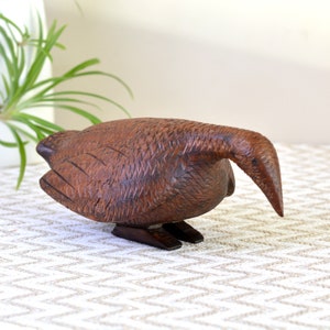 Vintage Rustic Farmhouse Decor Minimalism Abstract Style Hand Carved Hardwood Bird Sculpture Heavy 9.5&quot;/24cm