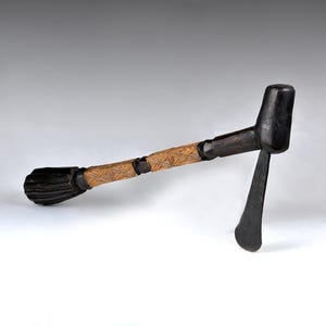 Vintage West African Tribal Art Handmade Kuba Ceremonial Wood & Metal Tool 23.2"/59cm (N3095)