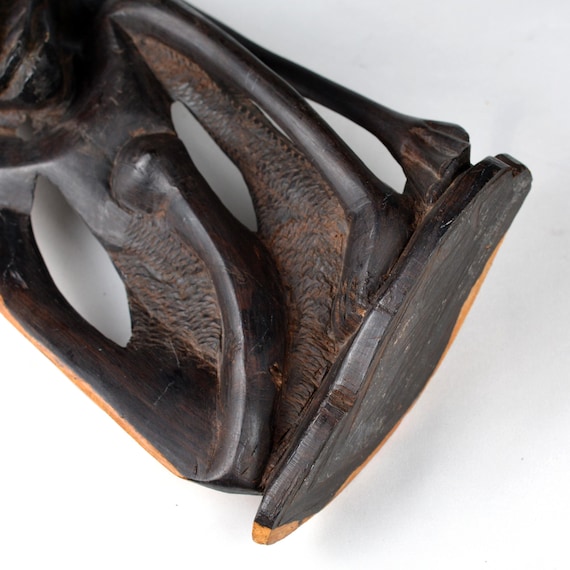 Vintage Makonde Ebony Shetani Sculpture: African Abstract Art