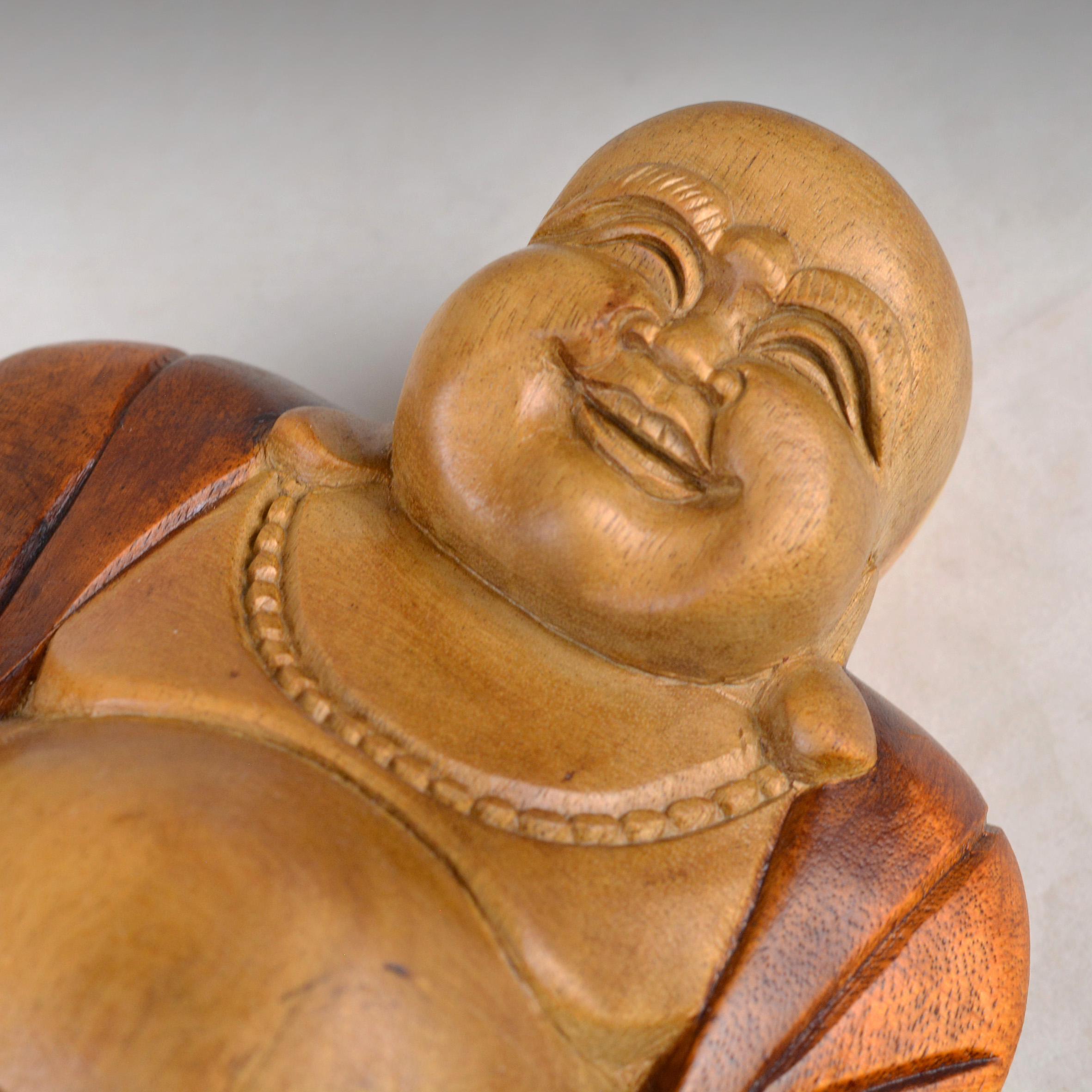 ヴィンテージ アジア美術 手彫り木製仏像 高さ6.3インチ/16.0cm (N2757