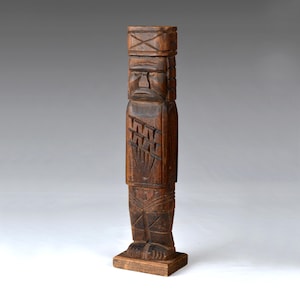 Vintage Andean Folk Art Pre-Columbian Tiwanaku(Tiahuanaco) Style Hand Carved Wood sculpture Desktop Decor from Bolivia 11.6&quot;/29.5cm (N4006)