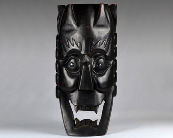 日本の能面「子般若」 - 木彫りの鬼劇面 - Etsy 日本