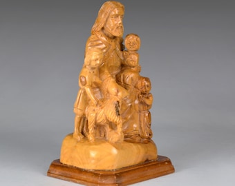 ヴィンテージ手彫り木製ブルル像：フィリピン部族芸術（12.2インチ/31