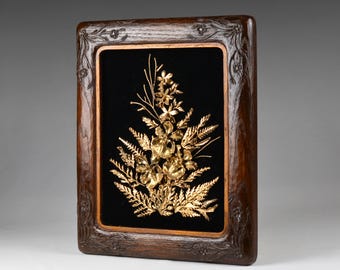 Flora Hawaii Framed 24K Gold Dipped Tropical Flower Domed Framed