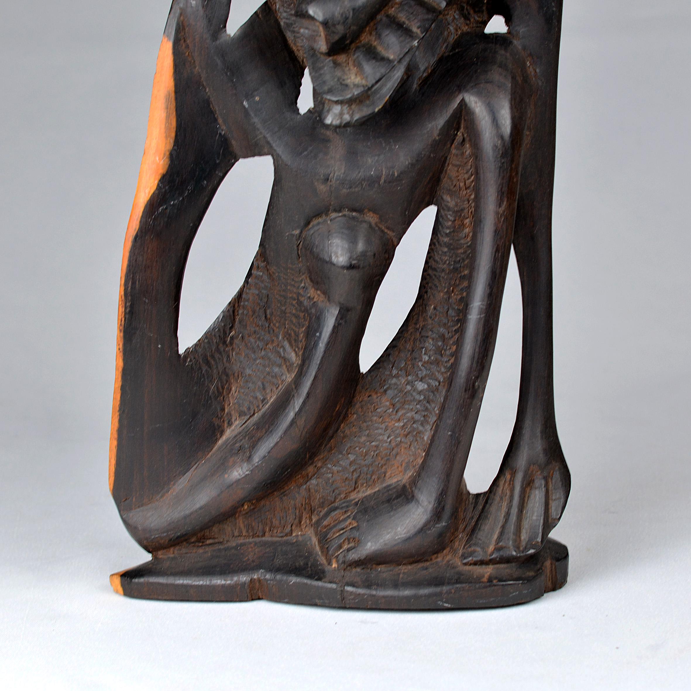 ヴィンテージ マコンデ 黒檀 シェタニ彫刻: アフリカの抽象芸術