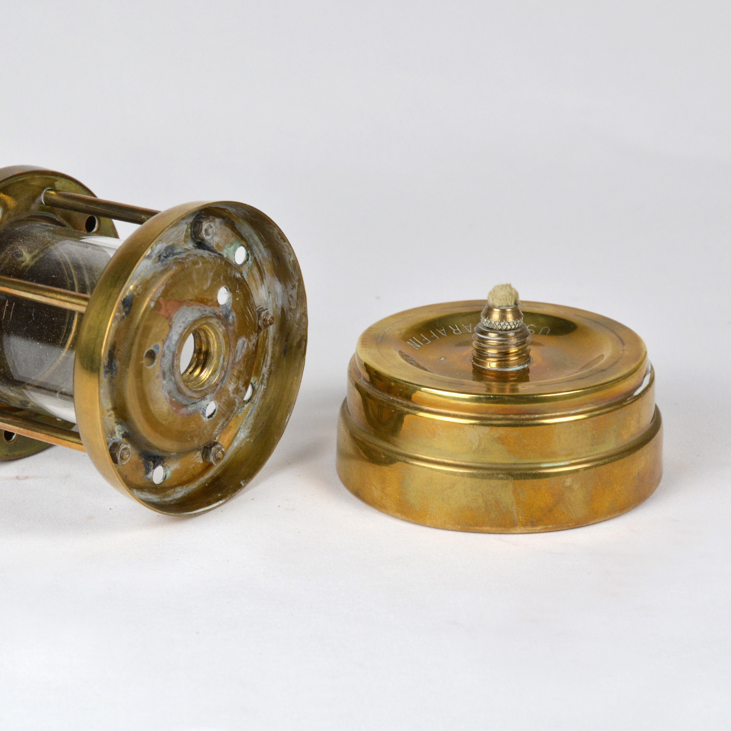 Old Brass Miners Safety Lantern Hockley Lamp and Limelight