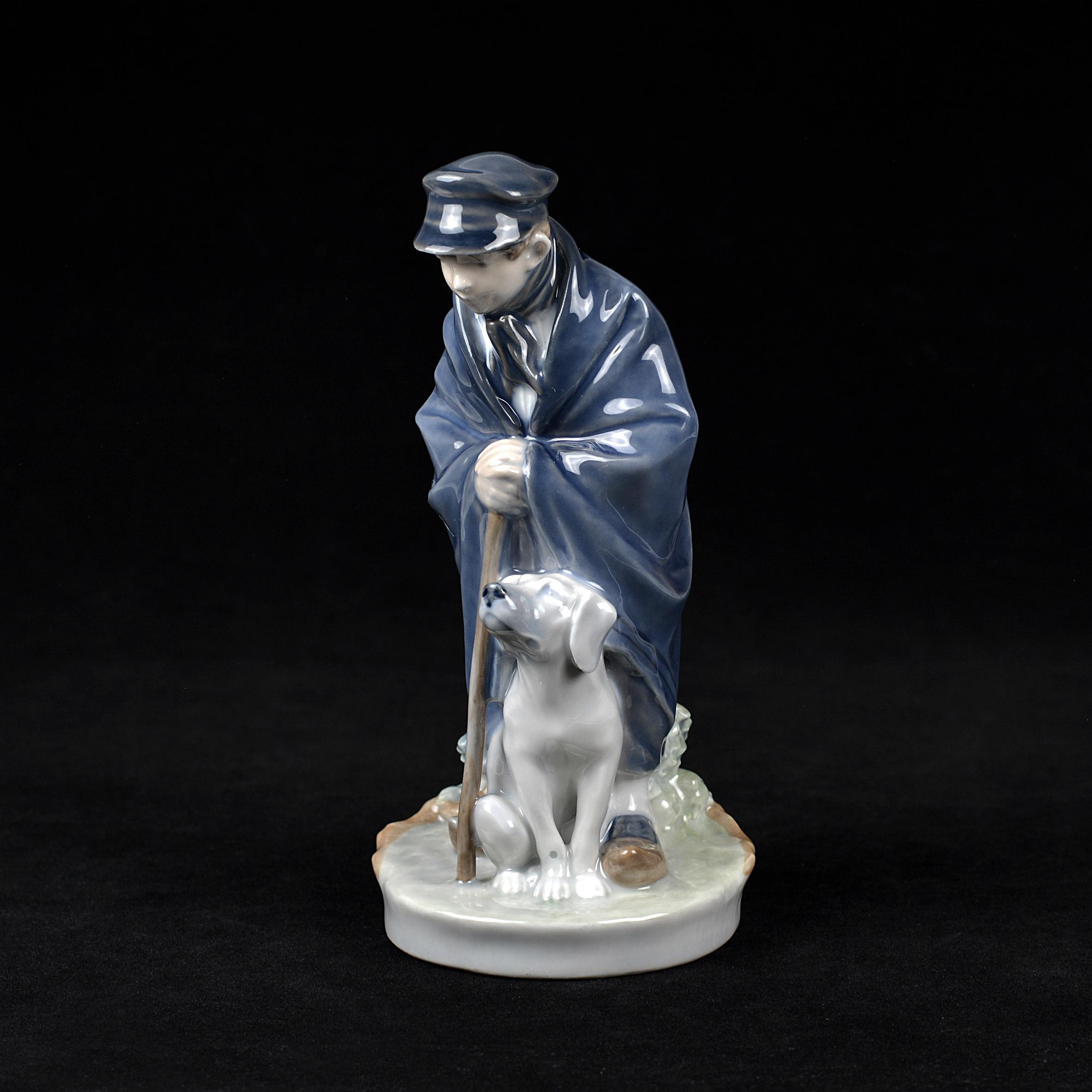Vintage Royal Copenhagen Porcelain Figurine: Shepherd Boy With Dog