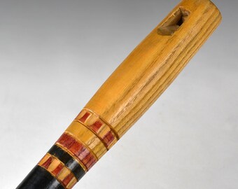 ヴィンテージ ラテンアメリカ民族楽器 手彫り木製フルート 長さ11.7