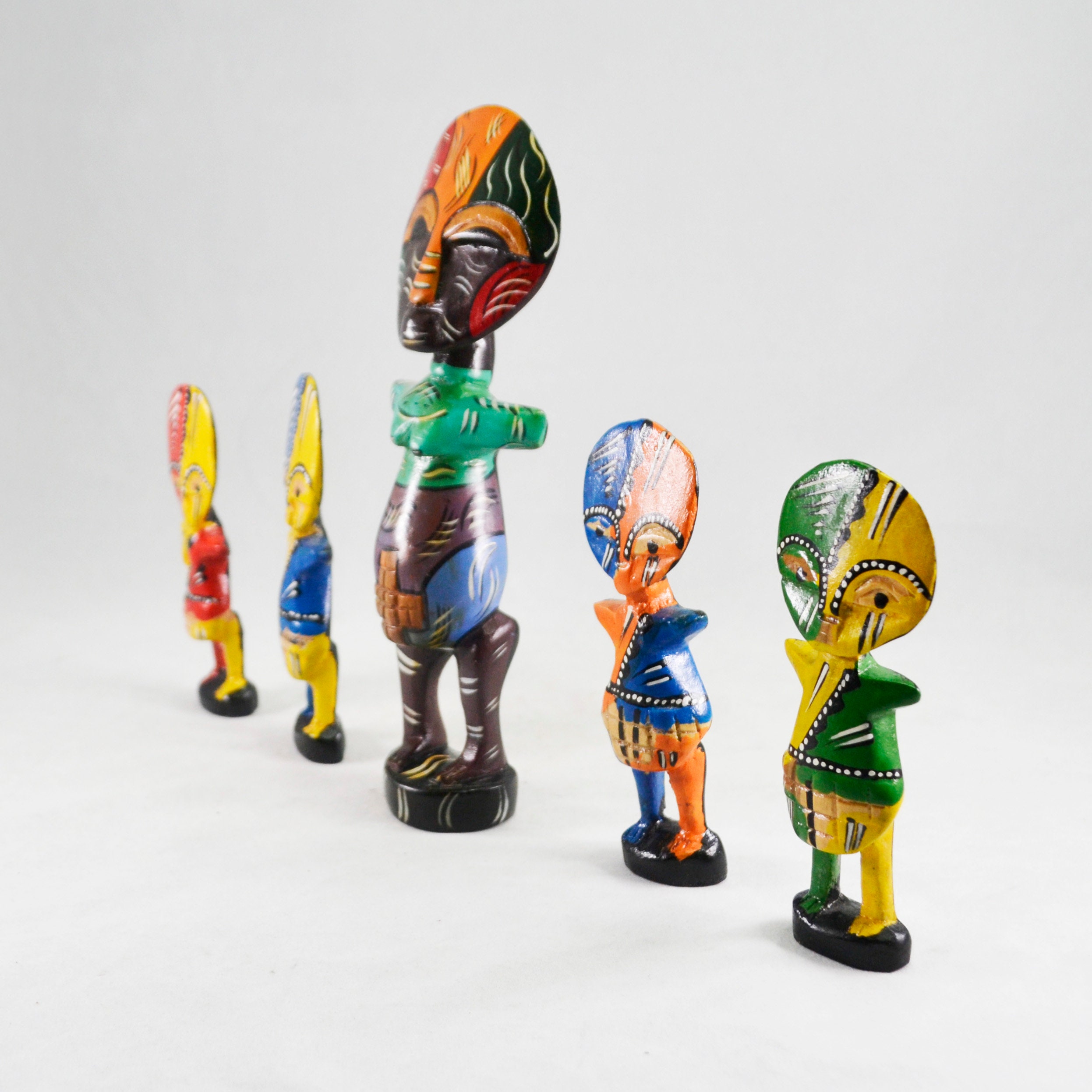 African Art Ghanaian Wood Carving Hand Painted Small