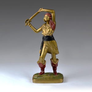 Heavy K&O Kronheim Oldenbusch Cast Metal Bronze Finish Lady Pirate Swashbuckler Buccaneer Figure Statue 10.2”/26cm (N3909)