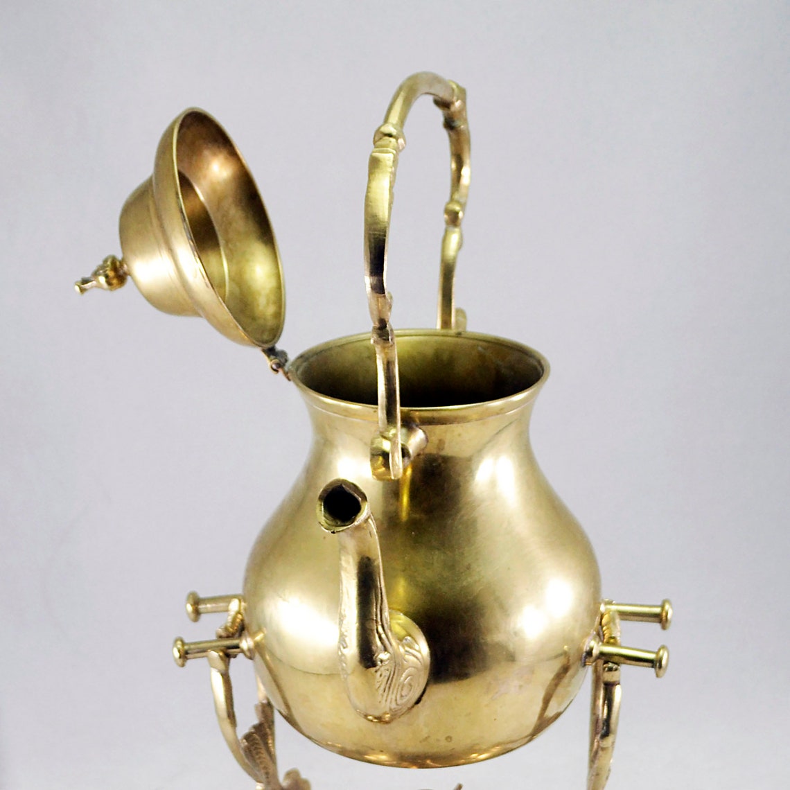Vintage Brass Tea Kettle on Warming Stand 4.8 lbs Etsy