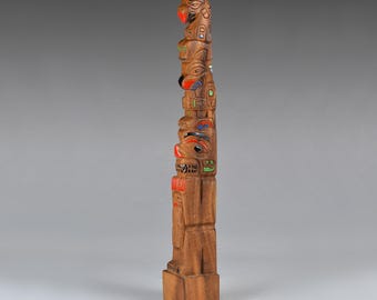 カナダ　先住民　トーテムポール　木製　木彫り　　ヴィンテージ カナダ 先住民 トーテムポール 木製 木彫り ヴィンテージ カナダ