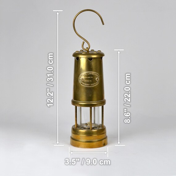 Old Brass Miners Safety Lantern Hockley Lamp and Limelight