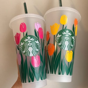 Custom Tulip cup| Spring Cup | Tulip flower | Tulips Flower | Floral Cup | Tulip Starbucks Cup | Mothers Day Gift | Teacher Gift Resusable