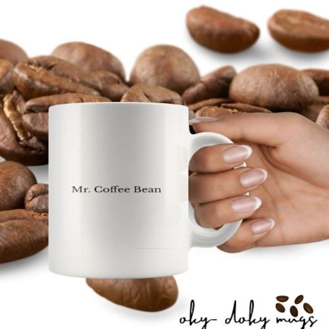 Mr Coffee Bean Mug, Beautiful Premium Quality Gift Idea for Him, Coffee