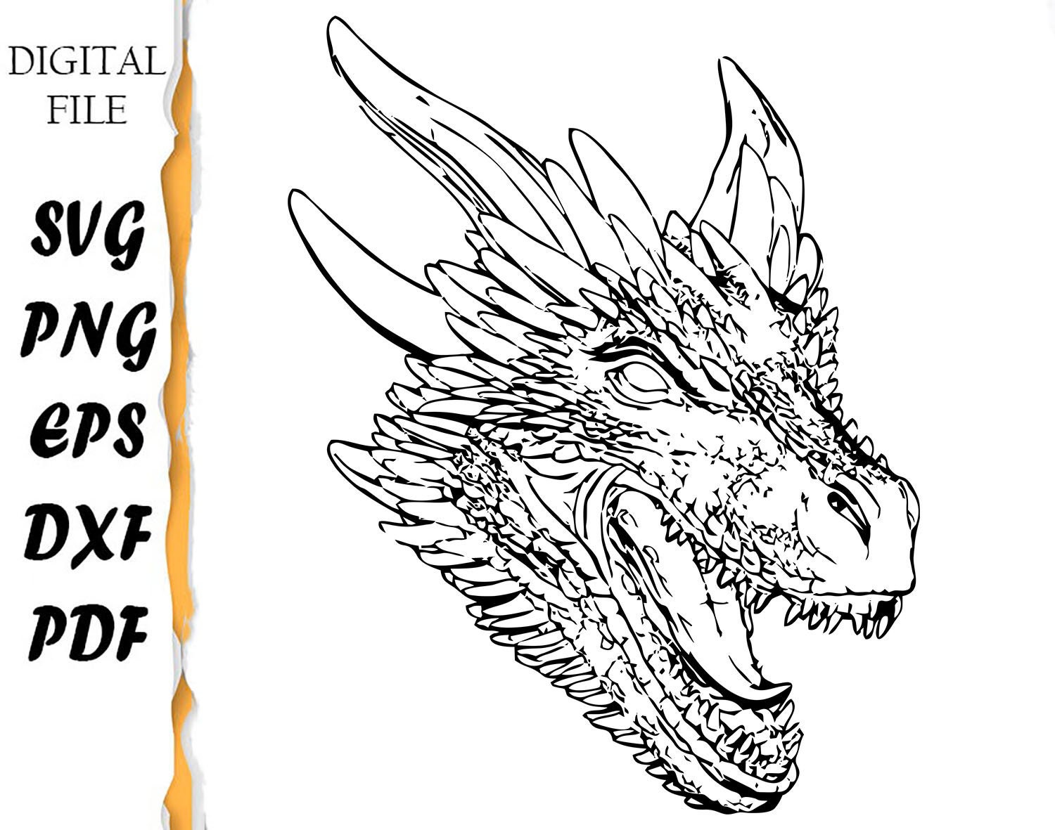 Tribal Dragon Head Svg Drakon Tattoo Design Clip Art Printable | Etsy