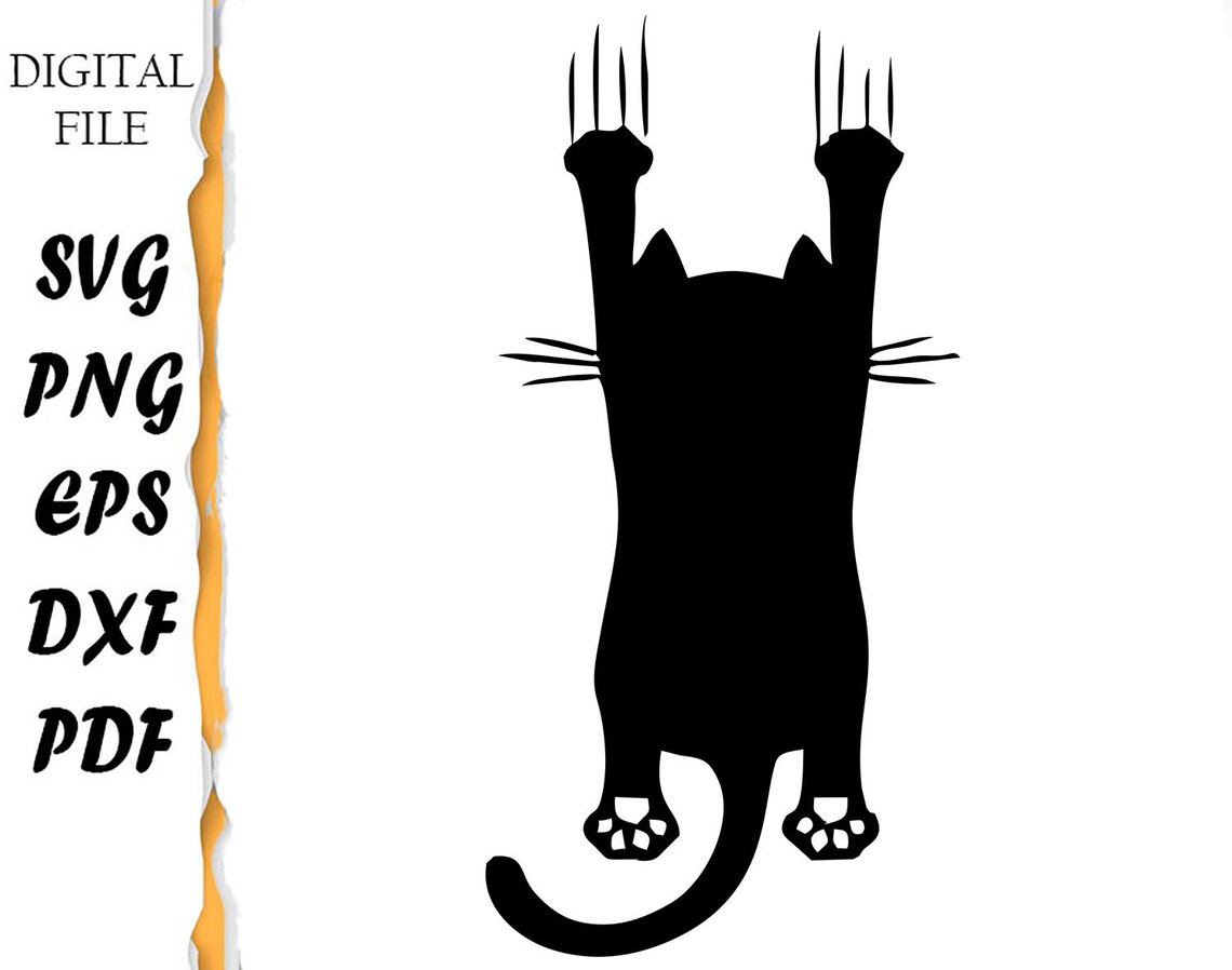 Funny Cat Screeching Cat Falling Cat Black Cat Clip Art Icon Etsy