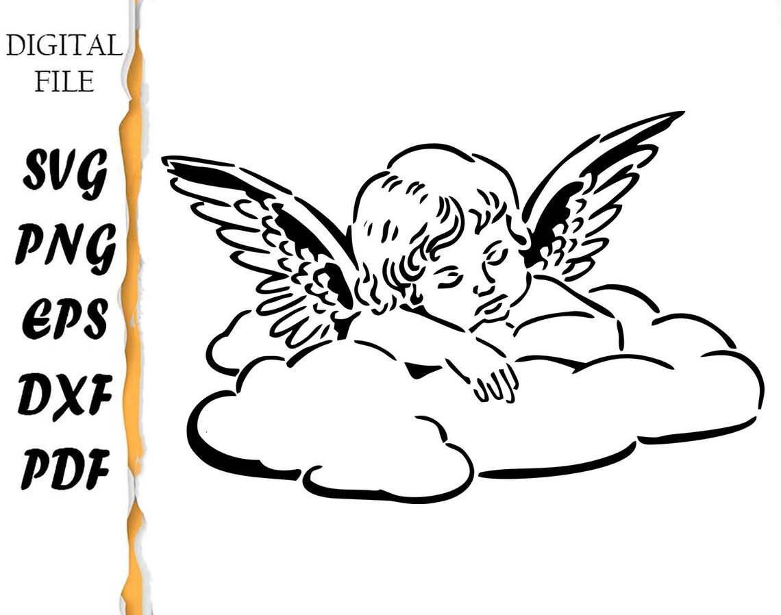 Cute Baby Angel Stencil Model Template design Print ClipArt | Etsy