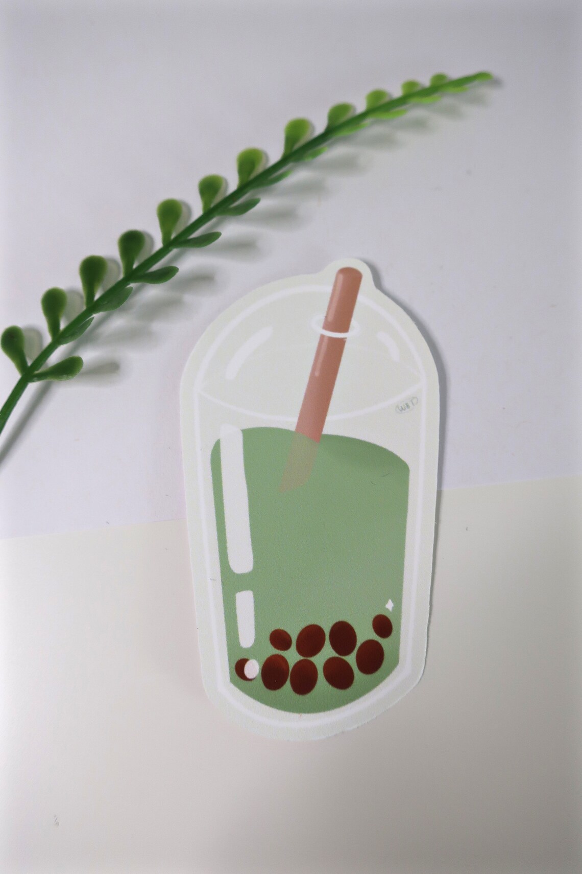 Cute Matcha Boba Tea Sticker // Bubble Tea Sticker Die Cut Etsy