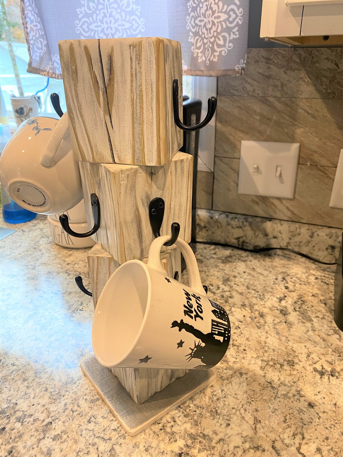 Rustic Coffee Cup Holder Tree Kitchen Stand Kitchen Etsy