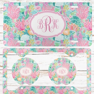 Car Accessories, Personalized License Plate Frame, Car Coasters, License Plate, Car Tag Set Monogram License Plate Accessories, Gift for Her