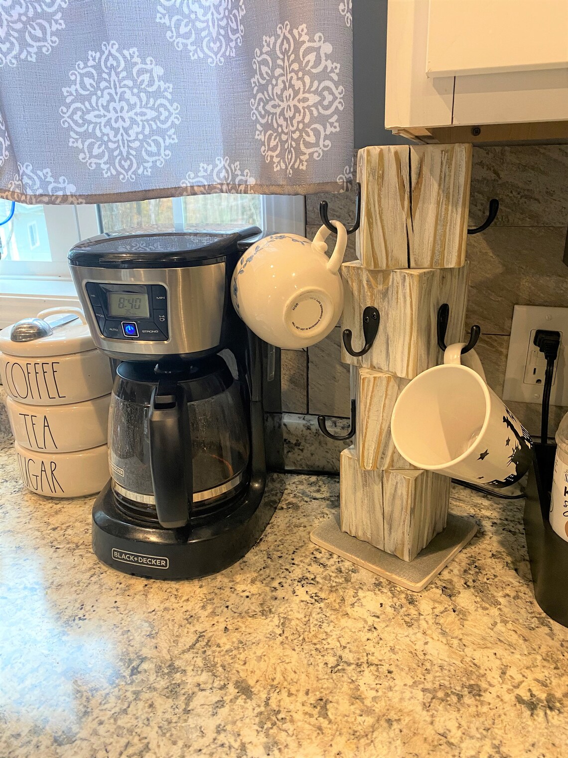 Rustic Coffee Cup Holder Tree Kitchen Stand Kitchen Etsy