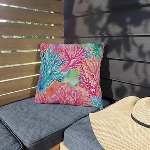 Tropical Outdoor Pillows, Beach Home Decor, Poolside Cushions, Coastal Decorative Pillows, Coral Reef Patio Accessories