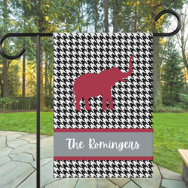 Personalized Garden Flag, Alabama Welcome Flag, College Team Decor, Houndstooth Flag