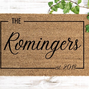 Zerbino con nome della famiglia, zerbino personalizzato, zerbino personalizzato, regalo di chiusura, regalo di inaugurazione della casa, regalo di nozze