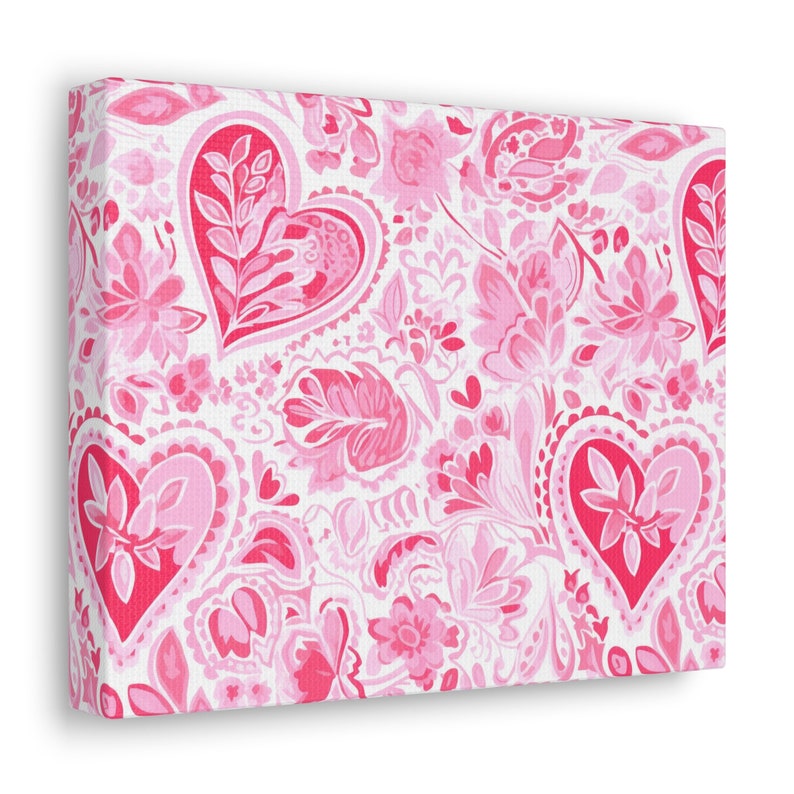 Wall Art, Valentine Canvas Print, Romantic Floral Design, Valentine