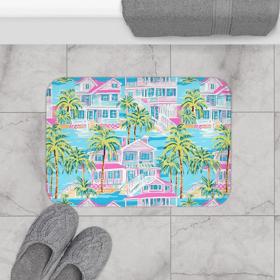 Coastal Bath Mat, Palm Beach Preppy Bath Rug - Etsy