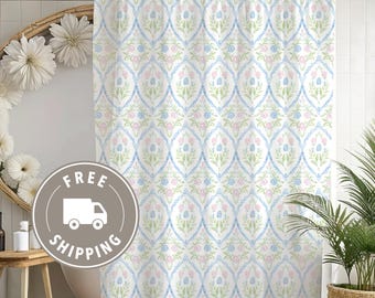 Coquette Wildflower Shower Curtain, Pink Bow Bathroom Decor