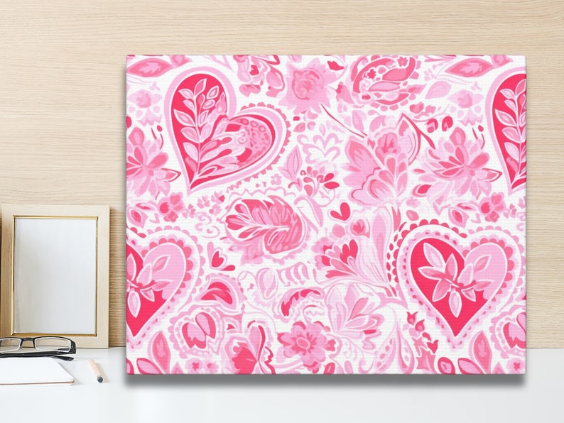 Wall Art, Valentine Canvas Print, Romantic Floral Design, Valentine