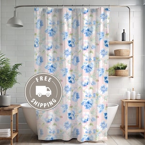 Grandmillenial Shower Curtain, Coquette Shower Curtain, Pink Bow Chic Bathroom Decor, Bathroom Curtain, Shabby Chic, French Country