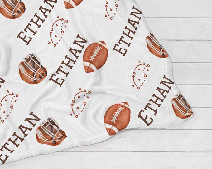 Personalized Blanket, Football Blanket, Name Personalized Blanket, Personalized Gift, Football Baby Gift