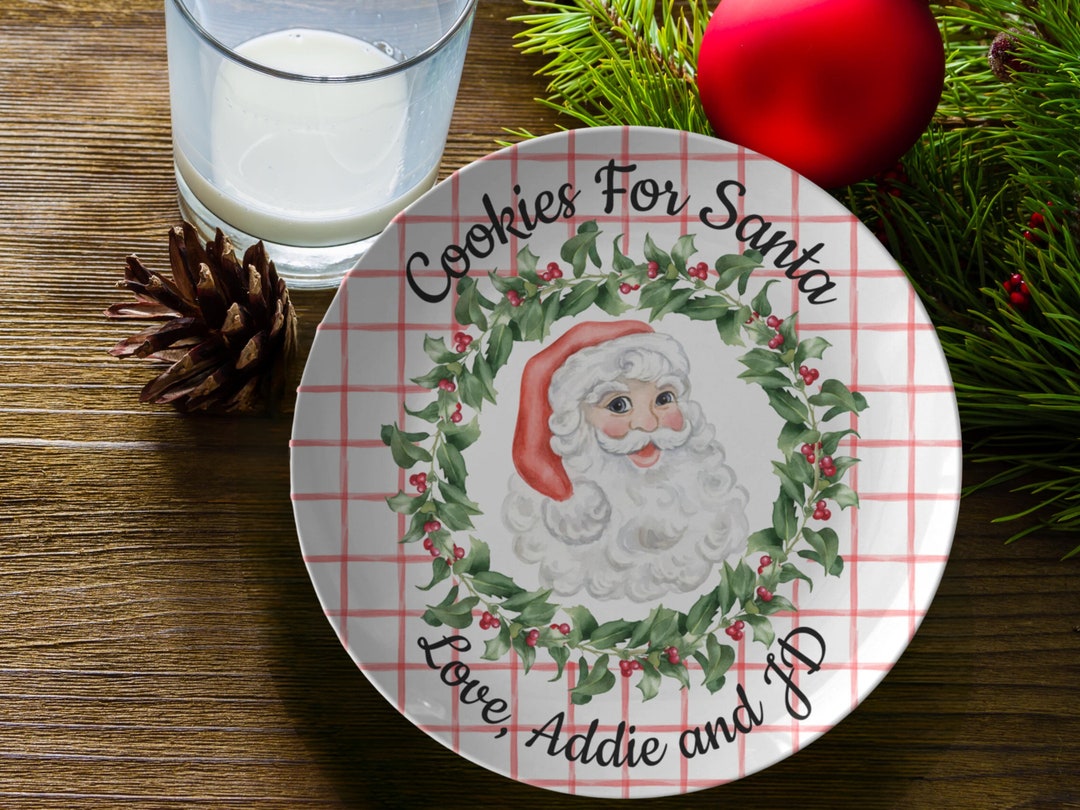 Santa Cookie Plate Cookies for Santa Plate Holly Christmas - Etsy