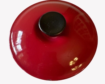 Vintage Le Creuset Cherry Red Cerise Enameled Cast Iron Lid #14 LID ONLY